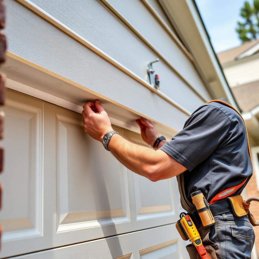 Professional garage door installation service by certified technician in North Lawrence